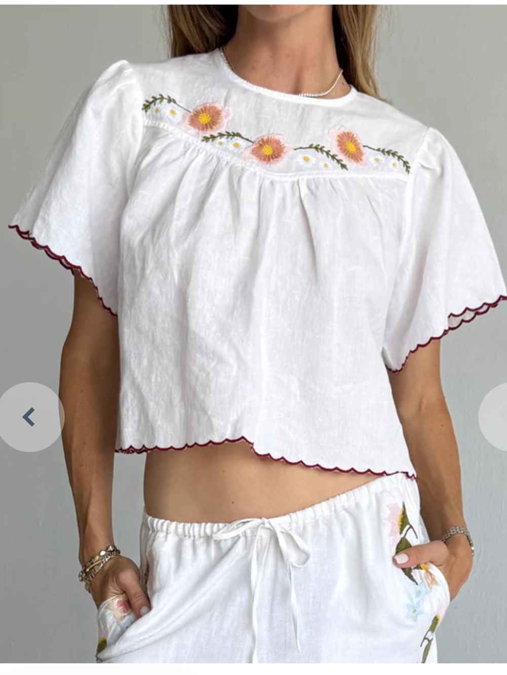 Ciao Lucia Idoya White Embroidered Linen Top